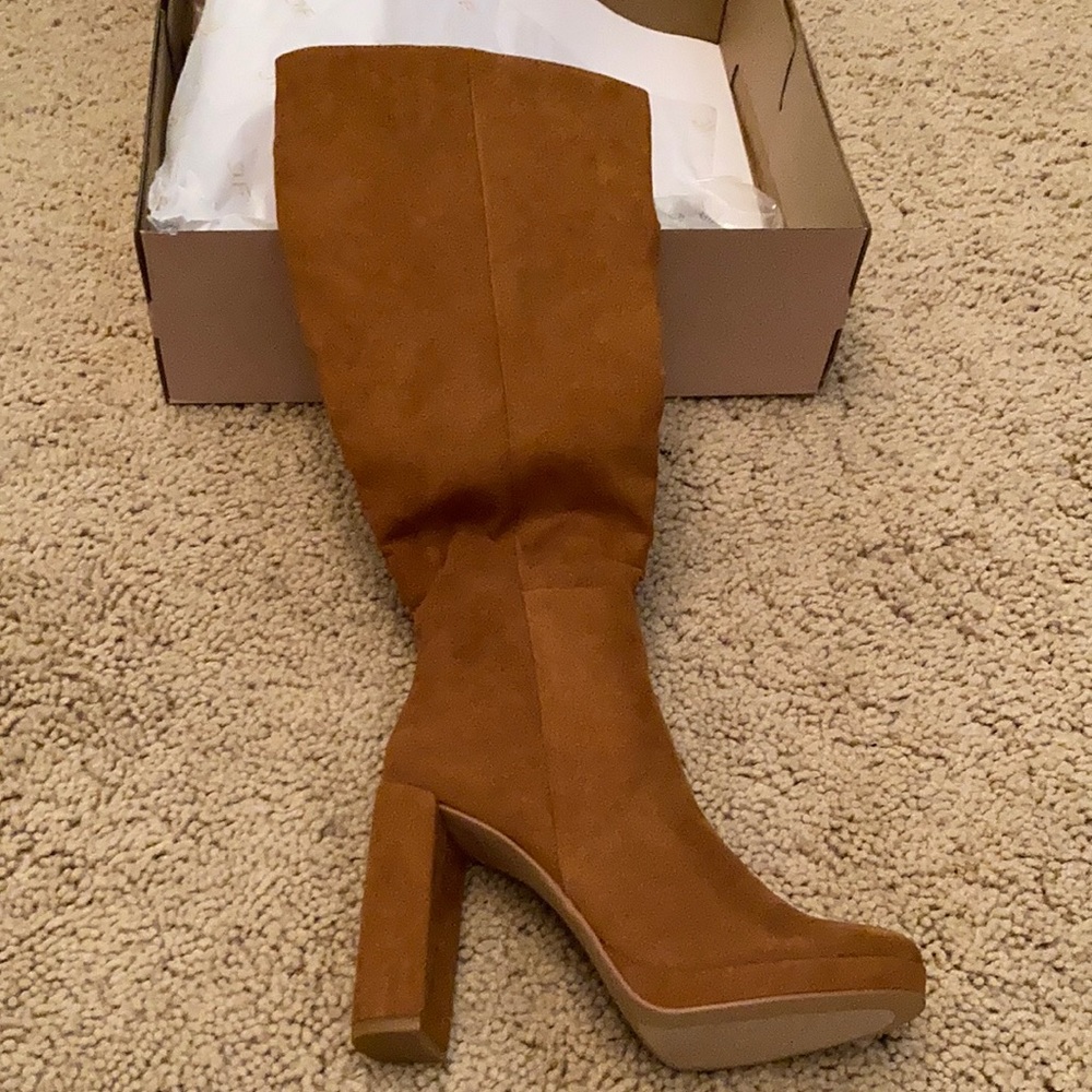 Brand new High heeled boots, brown, 6.5, with all original packaging